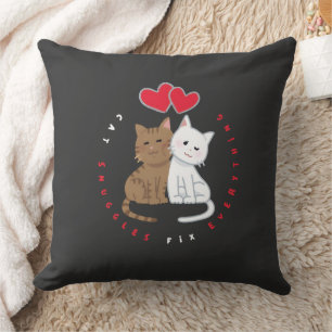 Süßes Katze Kuschel Liebe Illustrations T-Shirt Kissen