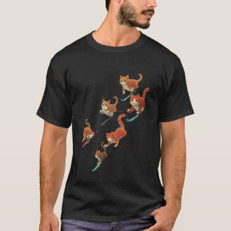 Süßes Katze Skifahren Design - Humor T-Shirt