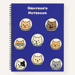 Süßes Katzen-Astronauten-personalisiertes Schulnot Notizbuch