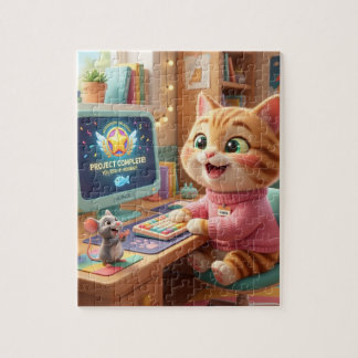 Süßes Katzen-Coder-Erfolgs-Puzzle Puzzle