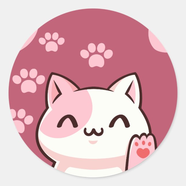 Süßes Katzen-Design  Runder Aufkleber (Vorderseite)