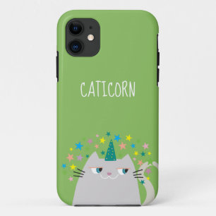 Süßes Katzen-Einhorn mit Monogramm iPhone 11 Hülle