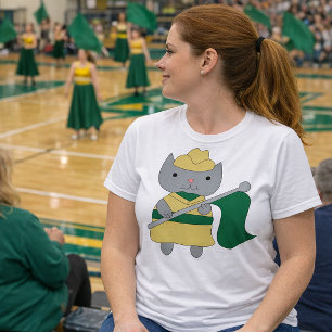 Süßes Katzen-Farbwache-Flaggen-Design in Grün und T-Shirt
