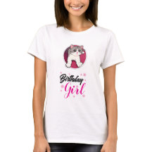 Süßes Katzen-Geburtstags-Girl Grafik T-Shirt