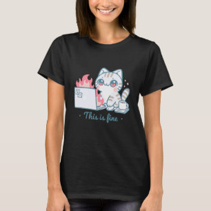 Süßes Katzen-Meme Büro-Chaos Burnout-Humor Stress T-Shirt