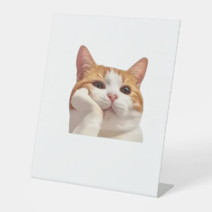 Süßes Katzen-Meme & Pink Coffee Ästhetik Sticker S Sockelschild
