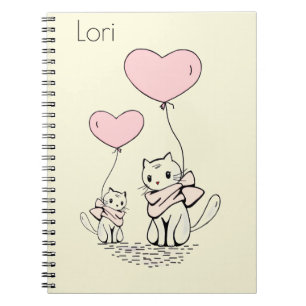 Süßes Katzen-Pink-Herzen-Spiralnotizbuch Notizblock