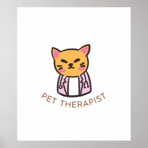 Süßes Katzen-Tiertherapeut Cartoon-Design Poster
