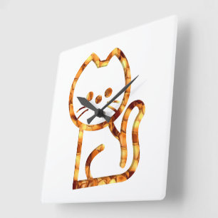 Süßes Katzendesign Quadratische Wanduhr