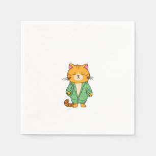 Süßes Katzendesign, roter Kater Serviette