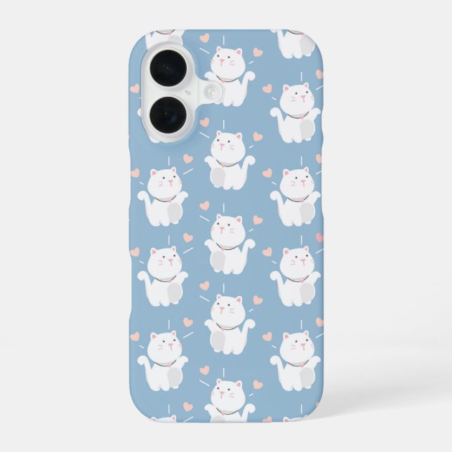 Süßes Katzenmuster-Design iPhone 16 Hülle (Rückseite)