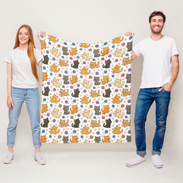 Süßes Katzenmuster Fleecedecke (Beispiel)