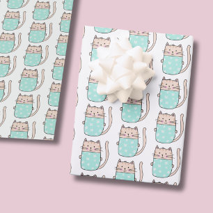 Süßes Katzenmuster Mädchen Geburtstag Geschenkpapier