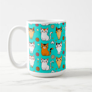 Süßes Katzenmuster mit farbenfrohen Katzen, Wollkn Kaffeetasse