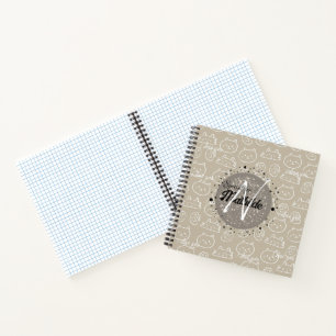 Süßes Katzenmuster Monogramm Personalisiert Einzig Notizbuch
