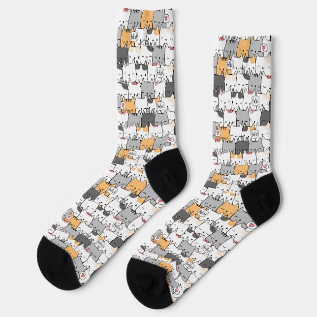 Süßes Katzenmuster-Quadrat-Wallpaper Socken (Linkes Detail)