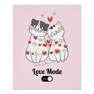 Süßes Katzenpaar Valentinsillustration Poster