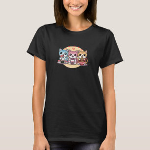 Süßes Katzenposter Kätzchen Katze Sushi Nudel Schü T-Shirt