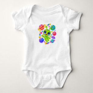 Süßes Kawaii-Alien-Weltraum-Baby-Body Baby Strampler