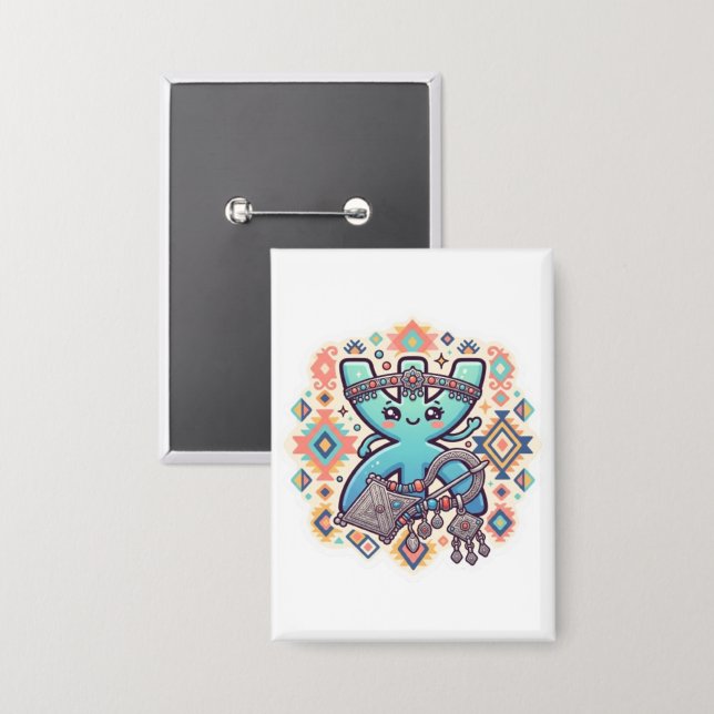 Süßes Kawaii-Amazigh-Yaz-Symbol Berber-Sticker Button (Vorderseite/Rückseite)