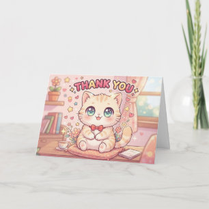 Süßes Kawaii Anime Chibi Danke Katze Karte