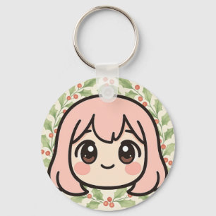 Süßes Kawaii-Anime-Mädchen-Gesicht-Schlüsselanhäng Schlüsselanhänger