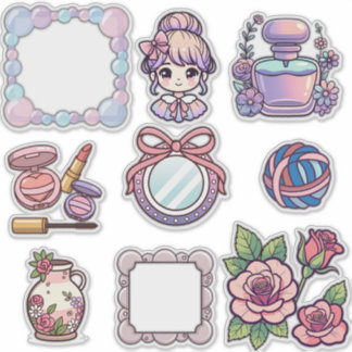 Süßes Kawaii-Ästhetik-Sticker-Bundle – Rahmen, Bea Aufkleber