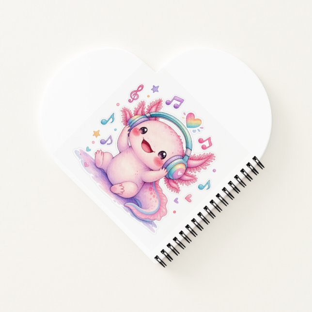 Süßes Kawaii-Axolotl-Monogramm Notizbuch (Rückseite)