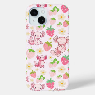 Süßes Kawaii-Axolotl- und Erdbeeren-Nahtloses Must Case-Mate iPhone Hülle