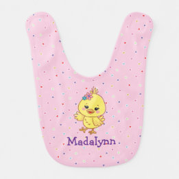 Süßes Kawaii-Baby-Küken Rosa Personalisiert Babylätzchen
