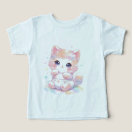 Süßes Kawaii Babykatze T-Shirt | Kleinkind Regenbo