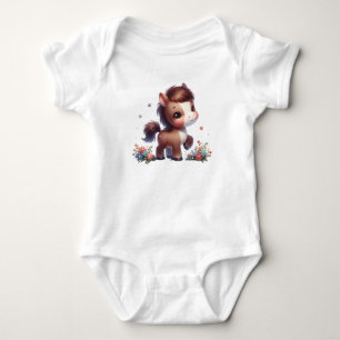 Süßes Kawaii-Babypony mit Blumen Baby Strampler