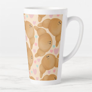 Süßes Kawaii-Bäckerei Glückscroissant Pastell Milchtasse