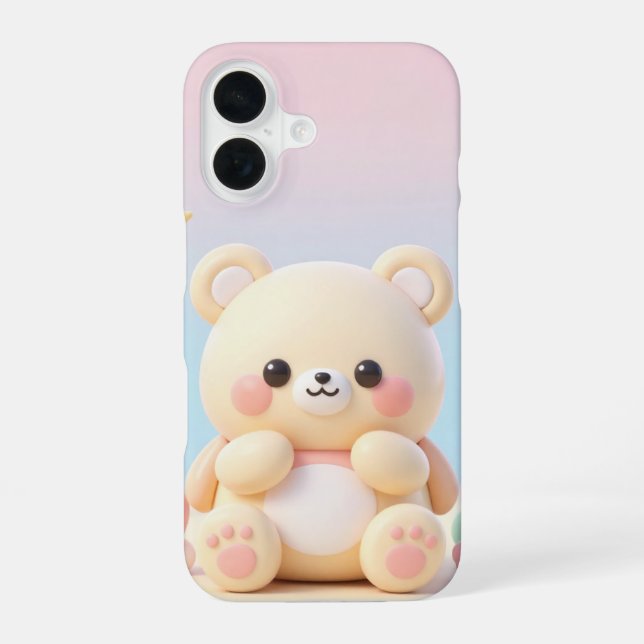 Süßes Kawaii-Bärendesign iPhone 16 Hülle (Rückseite)