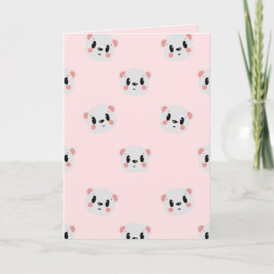 Süßes Kawaii-Bärengesicht-Muster auf Pastellrosa Karte
