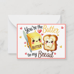 Süßes Kawaii Brot mit Butter Mitteilungskarte