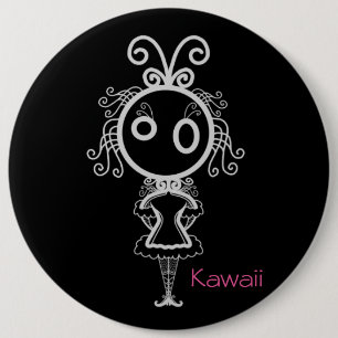 Süßes Kawaii-Cartoon-Mädchen Button