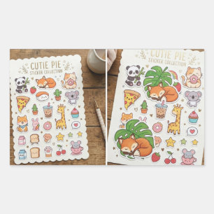 Süßes Kawaii-Chibi-Aufkleber-Pack-Blatt Rechteckiger Aufkleber
