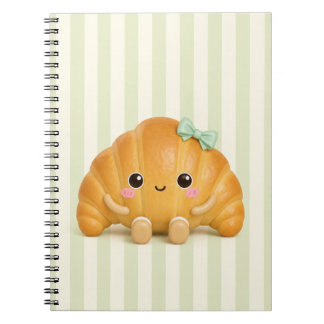 Süßes Kawaii-Croissant-Spiralnotizbuch Notizblock