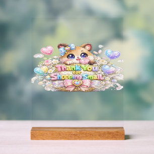 Süßes Kawaii Danke fürs Einkaufen bei Kleinen Katz Acrylschild