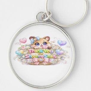 Süßes Kawaii Danke fürs Einkaufen bei Kleiner Katz Schlüsselanhänger
