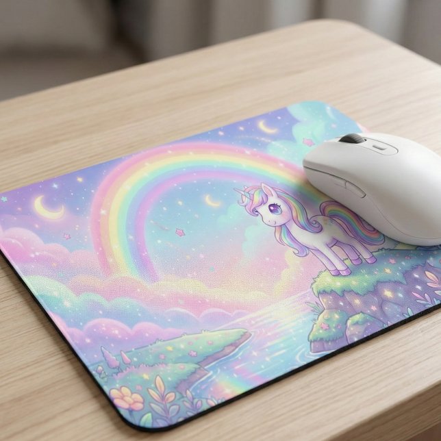 Süßes Kawaii-Einhorn-Pastell-Regenbogen-Magisches Mousepad (Von Creator hochgeladen)