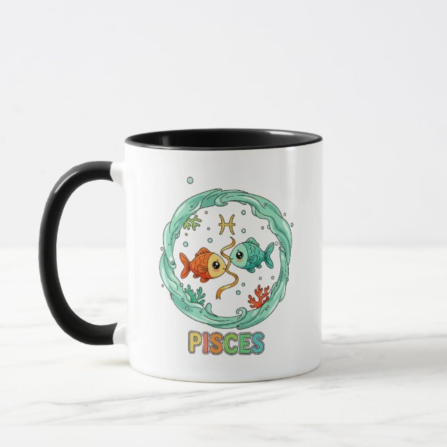 Süßes Kawaii Fische-Sternzeichen Tasse (Links)