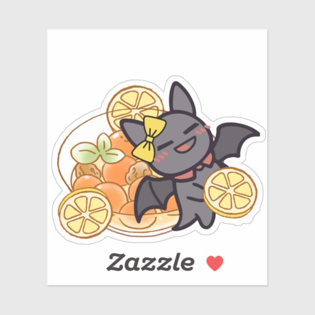 Süßes Kawaii-Fledermaus mit Fleischbällchensuppe Aufkleber (Blatt)