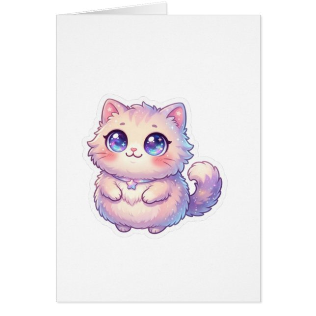Süßes Kawaii Fluffiges Kätzchen Katze Stern Pastel (Vorne)