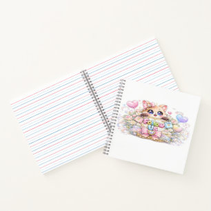 Süßes Kawaii Folge Uns Katze Pastell Rosa Social M Notizbuch