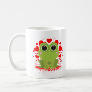 Süßes Kawaii-Frosch-Herzen XOXO Liebeskaffee-Desig Kaffeetasse