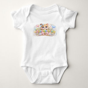 Süßes Kawaii-Gratulationskatze-Pastellrosa-Blumenm Baby Strampler
