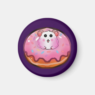 Süßes Kawaii-Hamster-in-Rosa-Glasur-Donut-Kunstwer Magnet