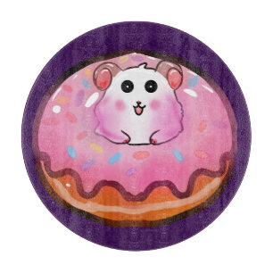 Süßes Kawaii-Hamster-in-Rosa-Glasur-Donut-Kunstwer Schneidebrett
